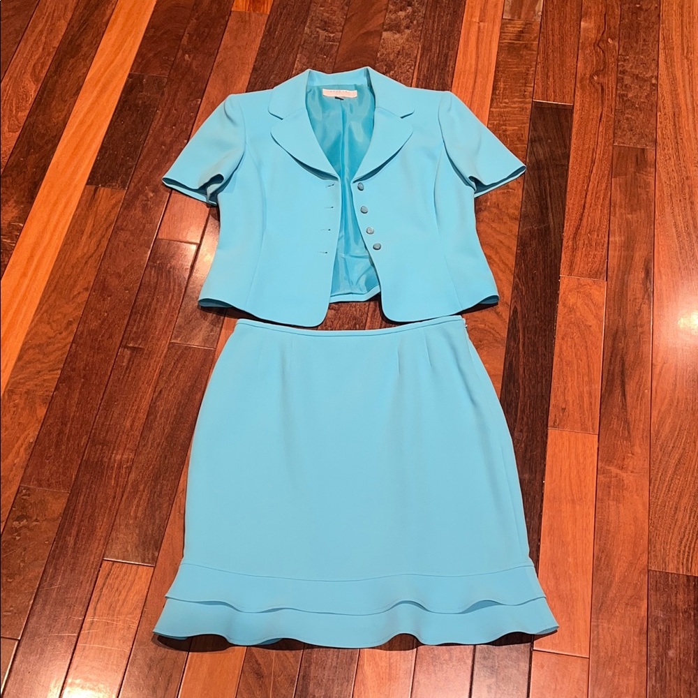 Stresa ASL Petite Blue Skirt Suit Size 6P